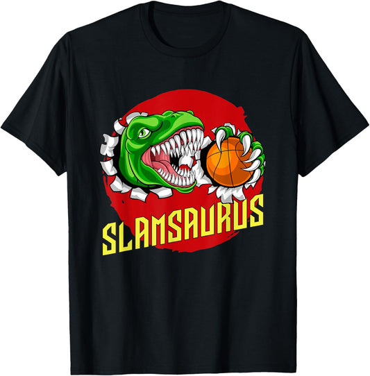 Funny Slamsaurus Design For Basketball Player Dinosaur Lover T-Shirt