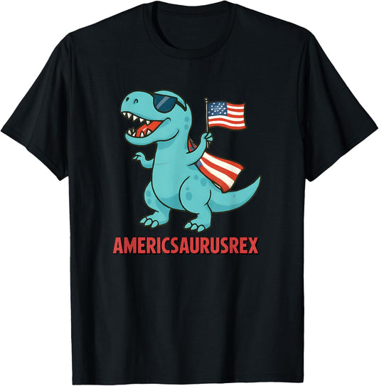 Dinosaur 4th of July Boys Girls Men Amerisaurus T Rex Funny T-Shirt