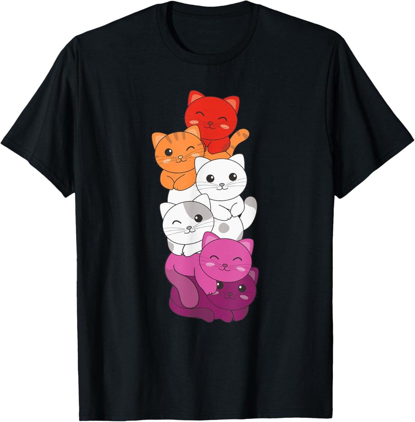 Lesbian Flag Gay Pride LGBTQ Cats cute lesbian cat T-Shirt