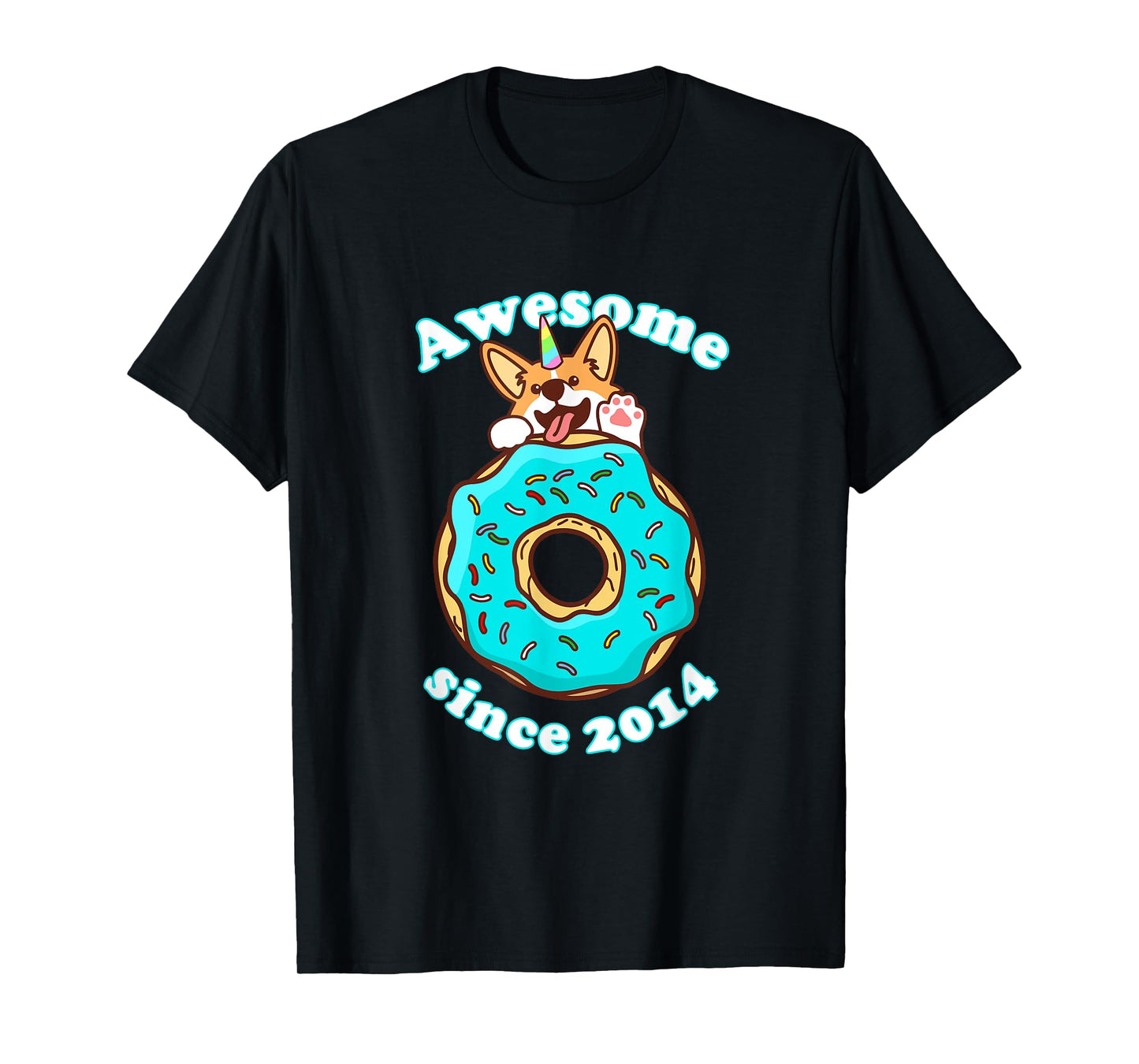 Awesome since 2014 Puppy Donut Welsh Corgi Birthday Childs T-Shirt