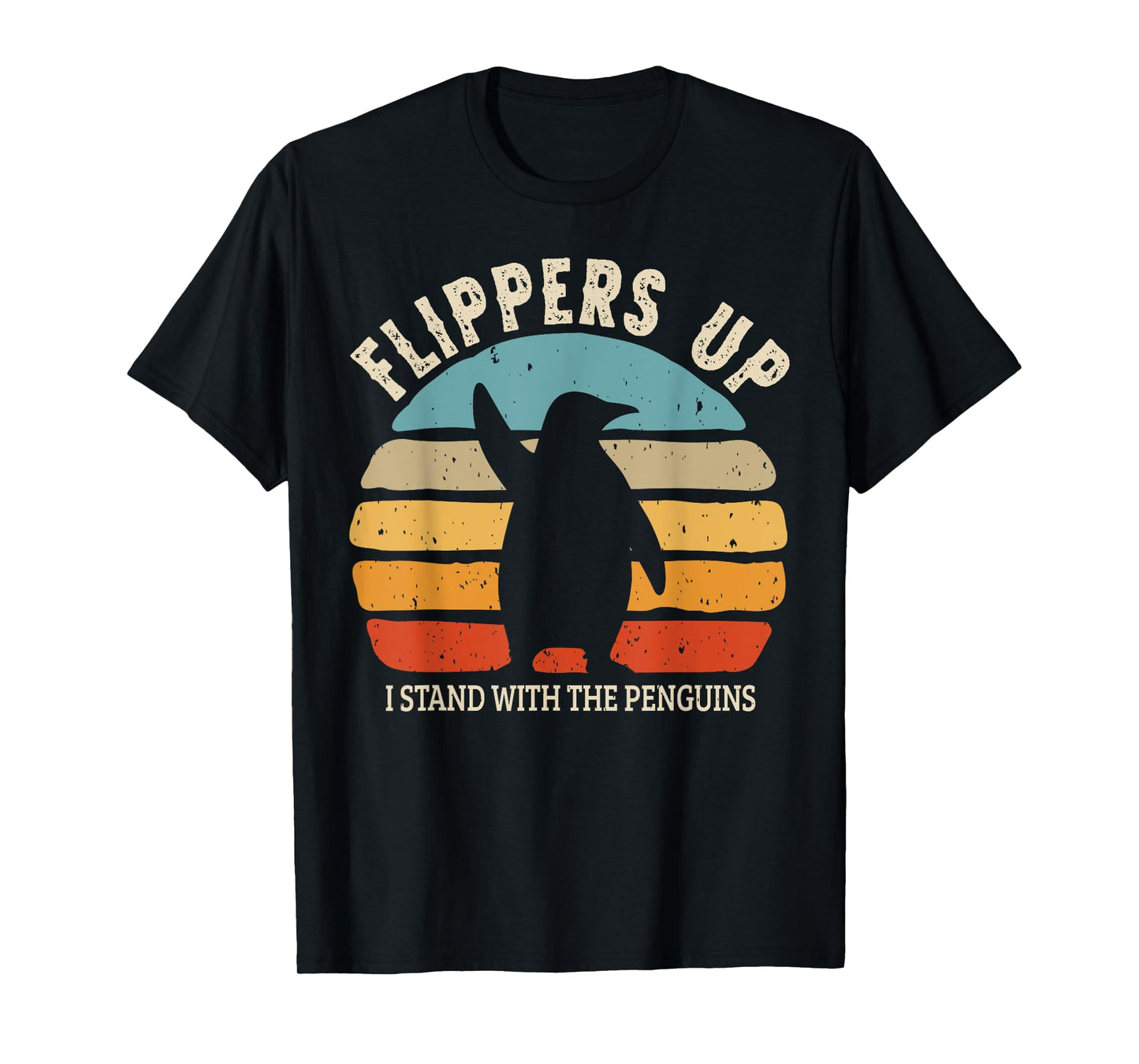 Flippers Up I Stand With The Penguins Retro Sunset Vintage T-Shirt