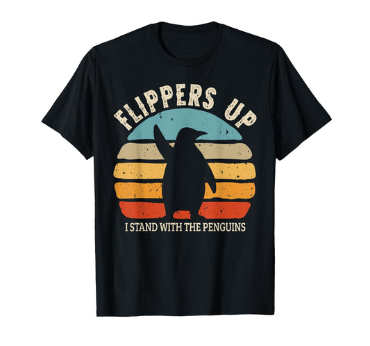 Flippers Up I Stand With The Penguins Retro Sunset Vintage T-Shirt