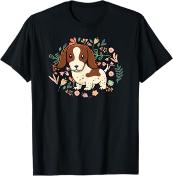 Floral Piebald Dachshund Lover Doxie Mom Dog Mama Lover Men Women Kids T-Shirt