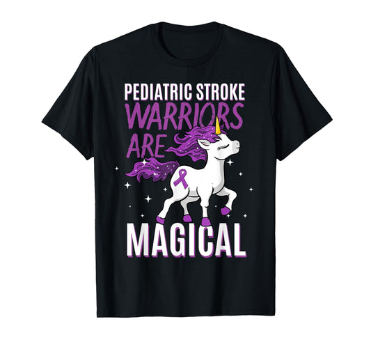 Pediatric Stroke Warrior Magical Unicorn Purple Hemorrhagic T-Shirt