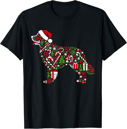 Christmas Tree Candy Golden Retriever Santa Christmas Kids T-Shirt