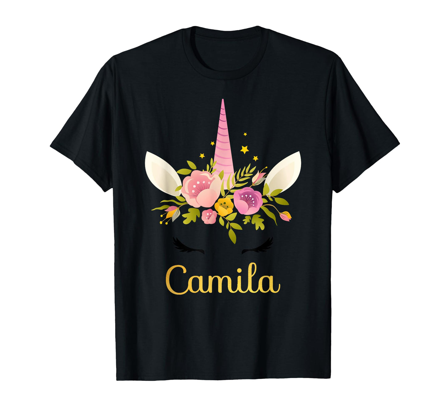 Camila Unicorn Name Happy Birthday Girl Bday Party T-Shirt T-Shirt