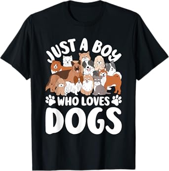 Just A Boy Who Loves Dogs Funny Dog Lover T-Shirt