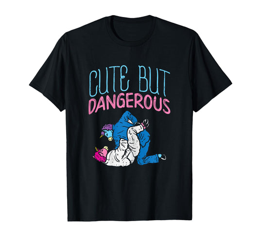 BoredKoalas Cute But Dangerous Jiu Jitsu Unicorn Funny Martial Arts Gift T-Shirt - Women's Black X-Small Modern Cartoon T-Shirt