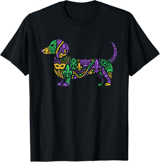 Dachshund Mardi Gras Festival Carnival Womens Mens Kids T-Shirt