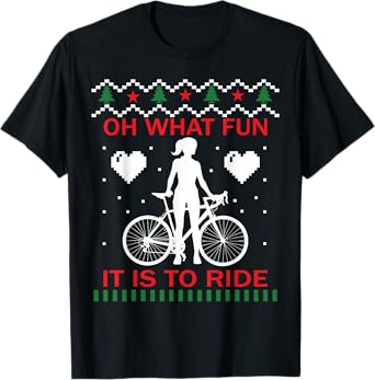 Oh What Fun It Is To Ride Bicycle Christmas Cycling Xmas T-Shirt