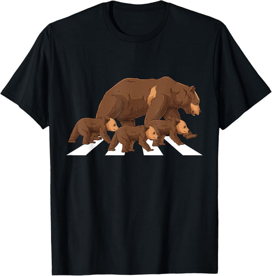 Funny Crossing Road Bear Wildlife Wild Camping Campers bear T-Shirt