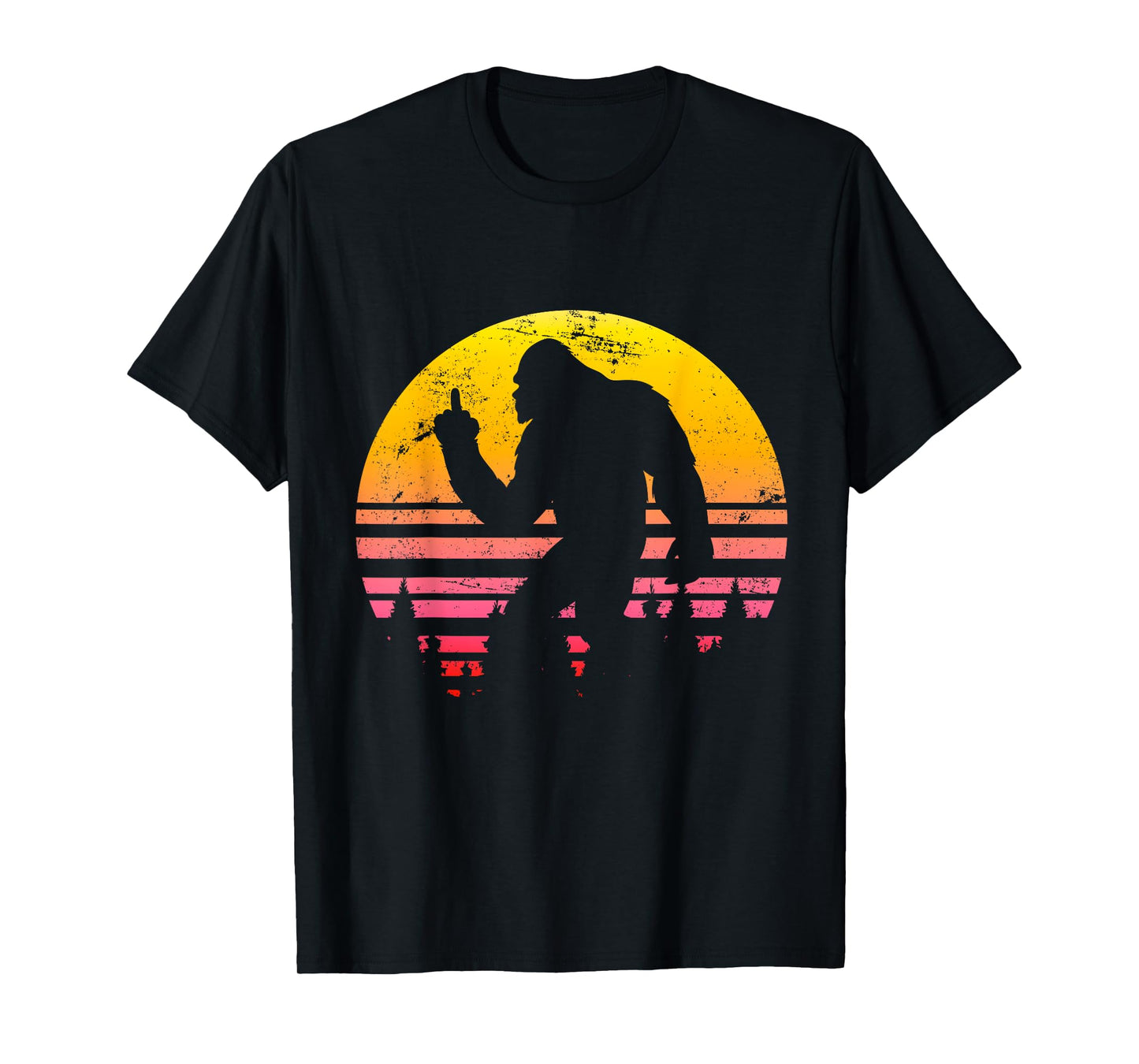 Big Foot Flips Middle Finger - Shoots Bird - Funny Sasquatch T-Shirt