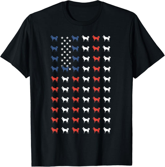 Siberian Husky Dog Patriotic American Flag Dog 4th Of July T-Shirt