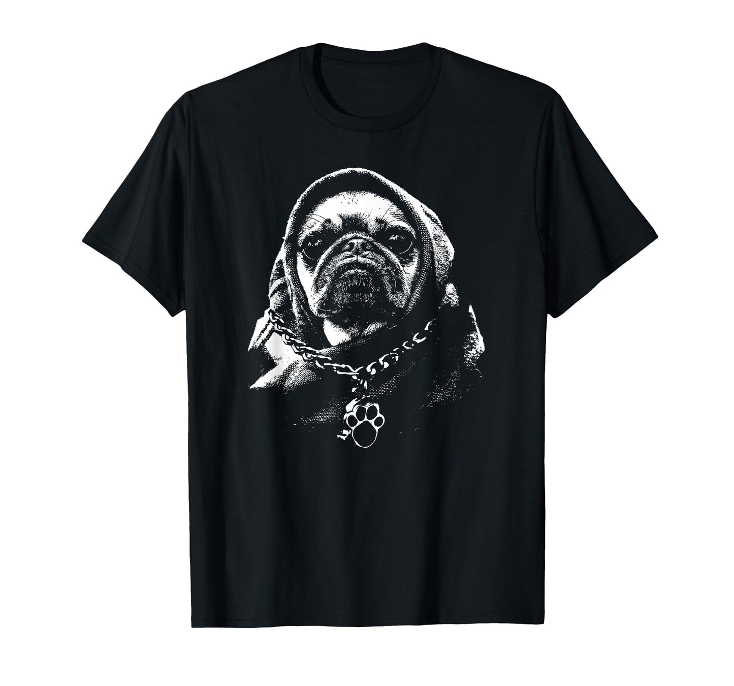 Cool Cute Hooded Gangsta Pug Thug Dog T-Shirt