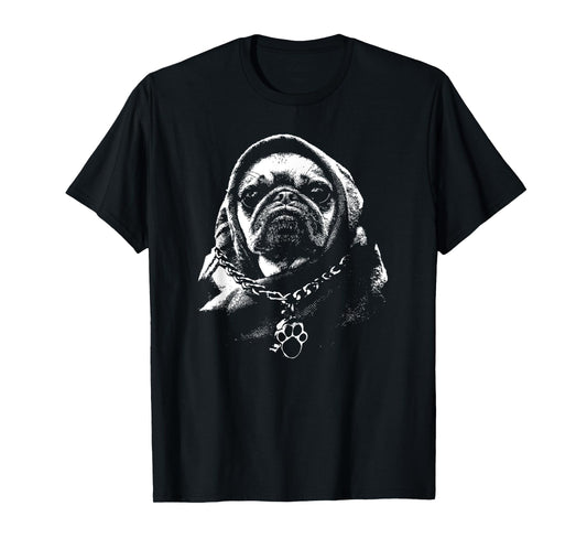 Cool Cute Hooded Gangsta Pug Thug Dog T-Shirt