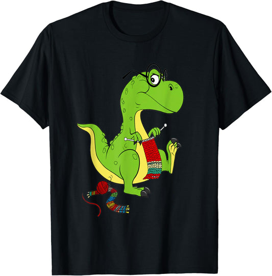 Knitting T-Rex Dinosaur - Funny Crochet Yarn Knitter T-Shirt