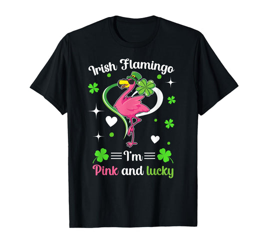 Lucky Irish Flamingo St Patricks Day Flocking Flamingo T-Shirt