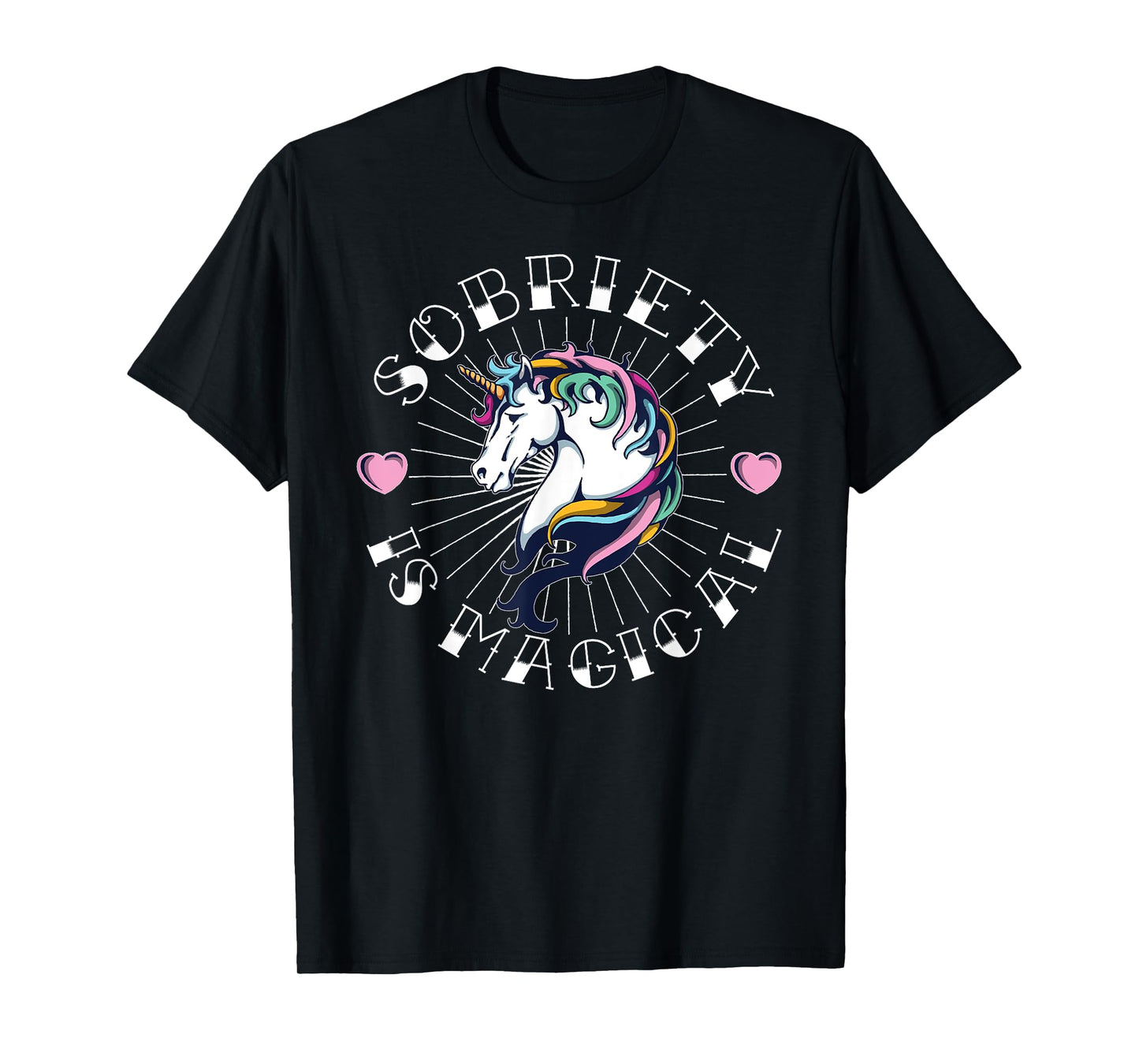 Unicorn Tattoo Art Sobriety is Magical NA AA Recovery Gift T-Shirt