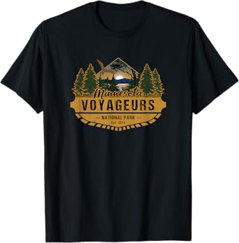 KAEDAM Gifts: Voyageurs National Park Unisex-Adults Kids Black Cotton Short Sleeve Classic Fit T-Shirt