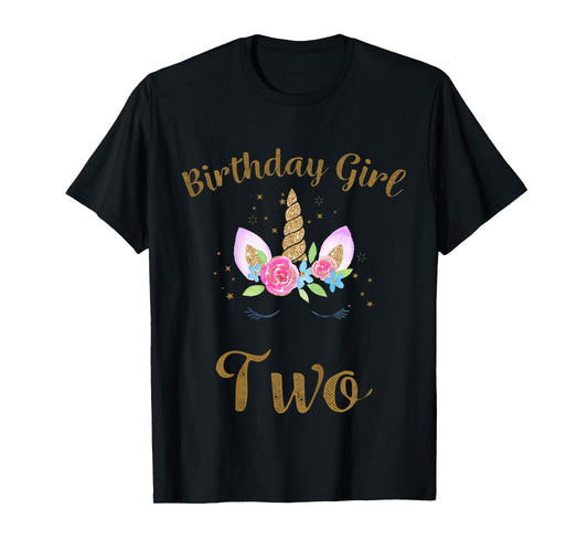 Kids 2nd Birthday Girl Unicorn Shirt Second Birthday Outfit T-Shirt