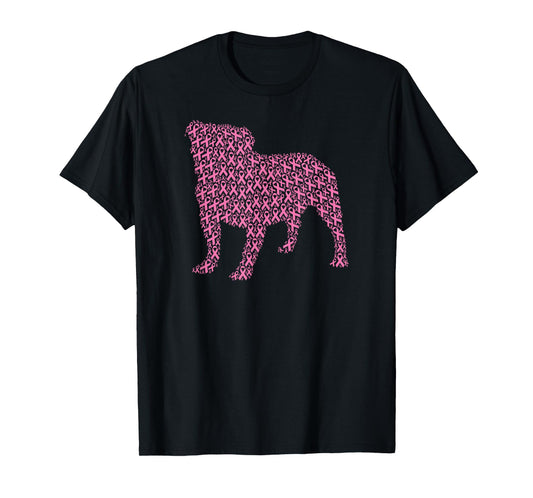 Breast Cancer Awareness Pink Ribbon & Survivor - Bulldog T-Shirt
