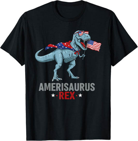 Amerisaurus Rex for 4th of July Patriotic Dinosaur Fun - Rex T-Shirt