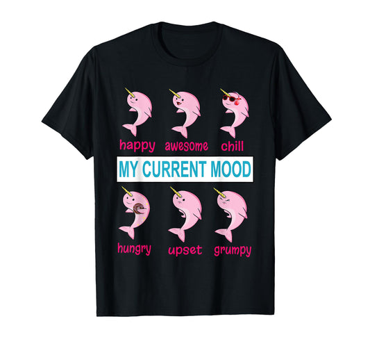 Funny Narwhal Unicorn of the Sea Lover Mood Donut Kawaii T-Shirt