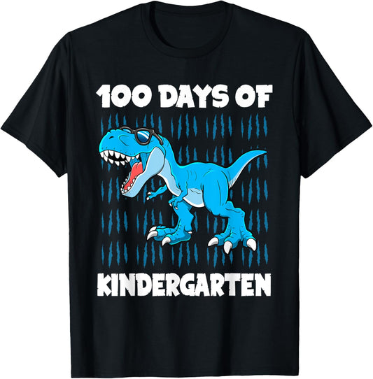 100 Days of Kindergarten Trex Dinosaur 100th Day School Boys T-Shirt