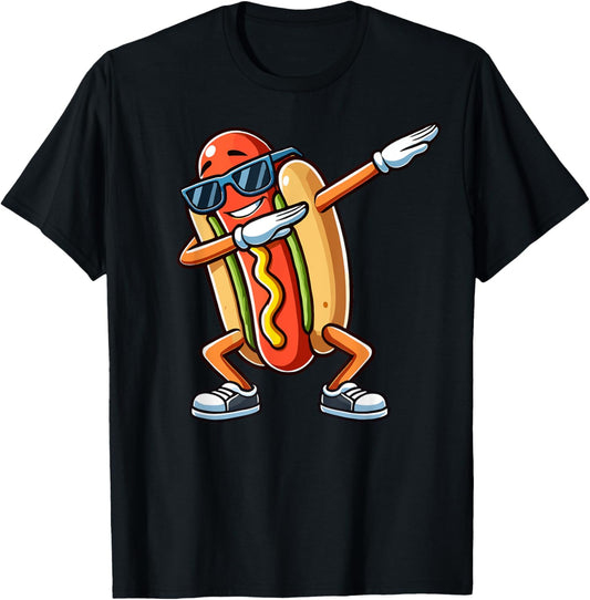 Funny Dabbing Hotdog Sunglasses Dogs & Hotdogs Lover Kids T-Shirt