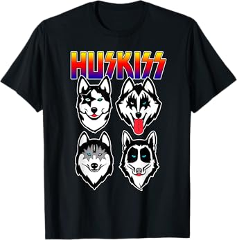 Huskiss Funny Dogs Puppy Rock Rockin Gift For Husky Lover T-Shirt