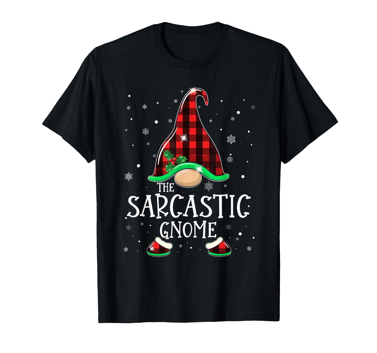 Funny SARCASTIC Gnome Buffalo Plaid Matching Christmas Xmas T-Shirt