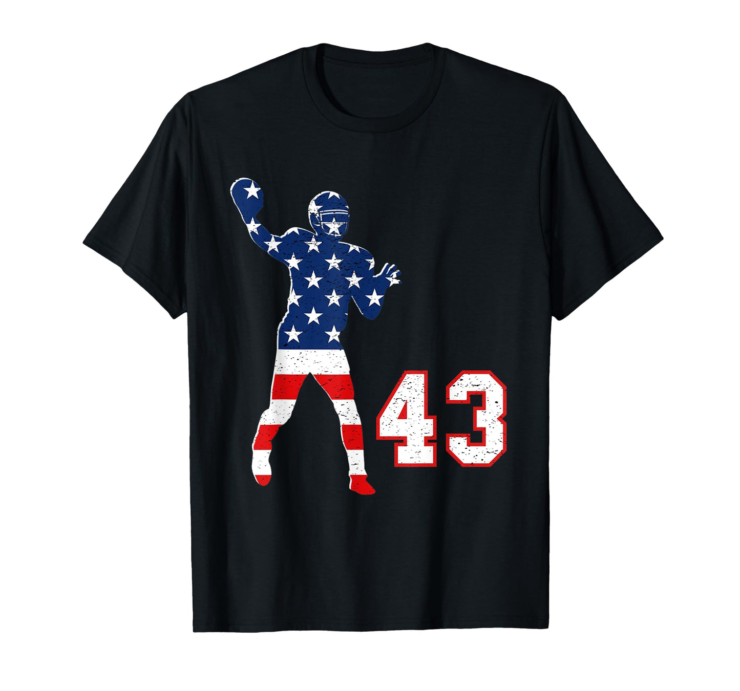 Football number 43 with American USA flag T-Shirt