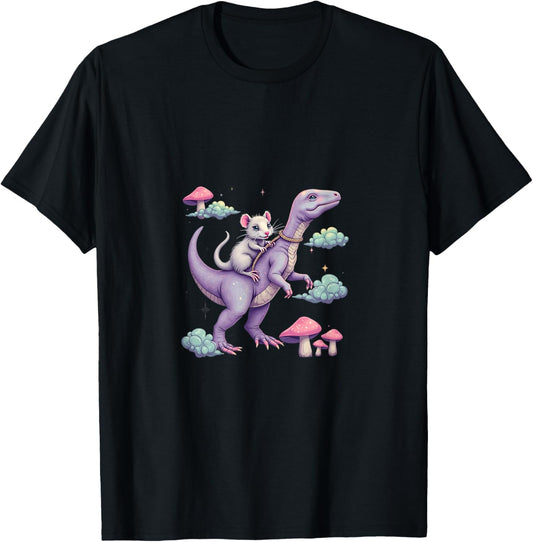 Funny Cute Trex Opossum Rider T-Shirt