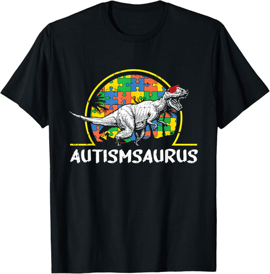 Dino-saur Autism Awareness Gifts For Kids Cute T-Rex Saurus T-Shirt