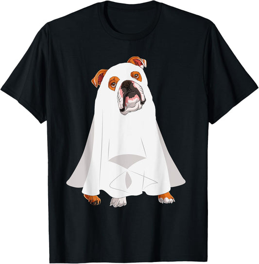 English Bulldog Ghost Pumpkin Halloween Fall Dog Lover Women T-Shirt