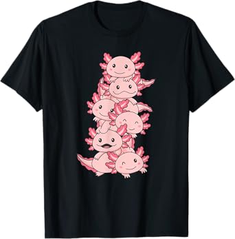 Axolotl Pile Cute Animals Kawaii Anime Funny Axolotl T-Shirt