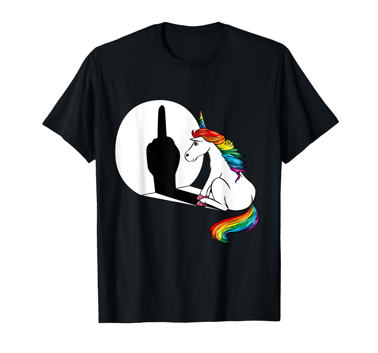 Unicorn Sarcasm Funny Shadow Unicorn Middle Finger T-Shirt