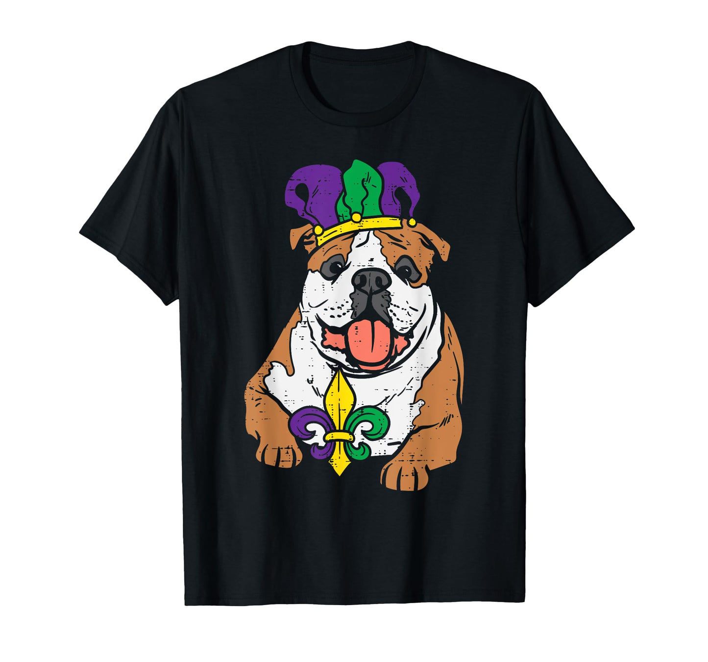 Jester English Bulldog Mardi Gras Funny Dog Men Women Kids T-Shirt
