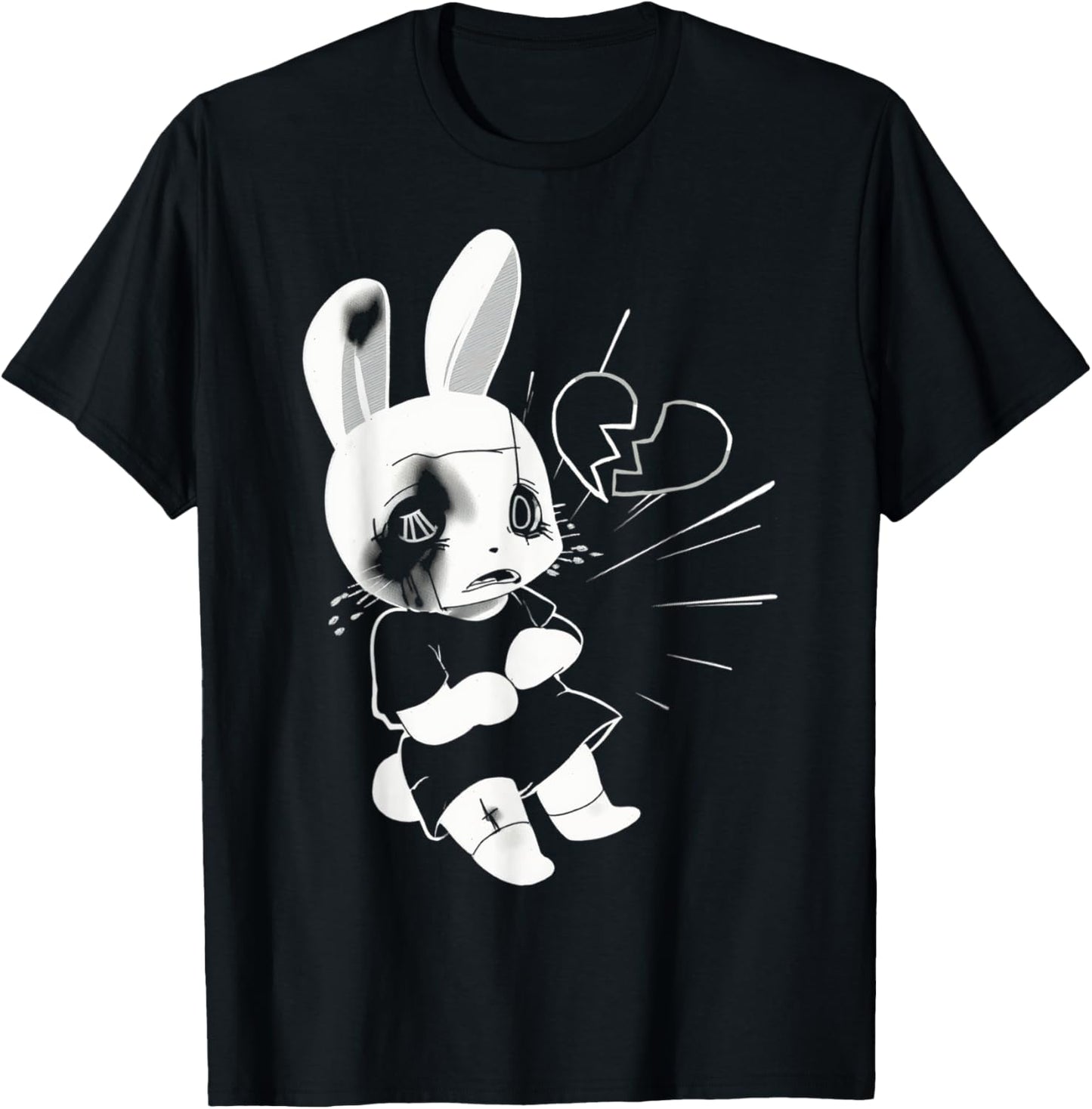 Sad Broken Heart Punk Goth Grunge Anime Bunny Rabbit T-Shirt
