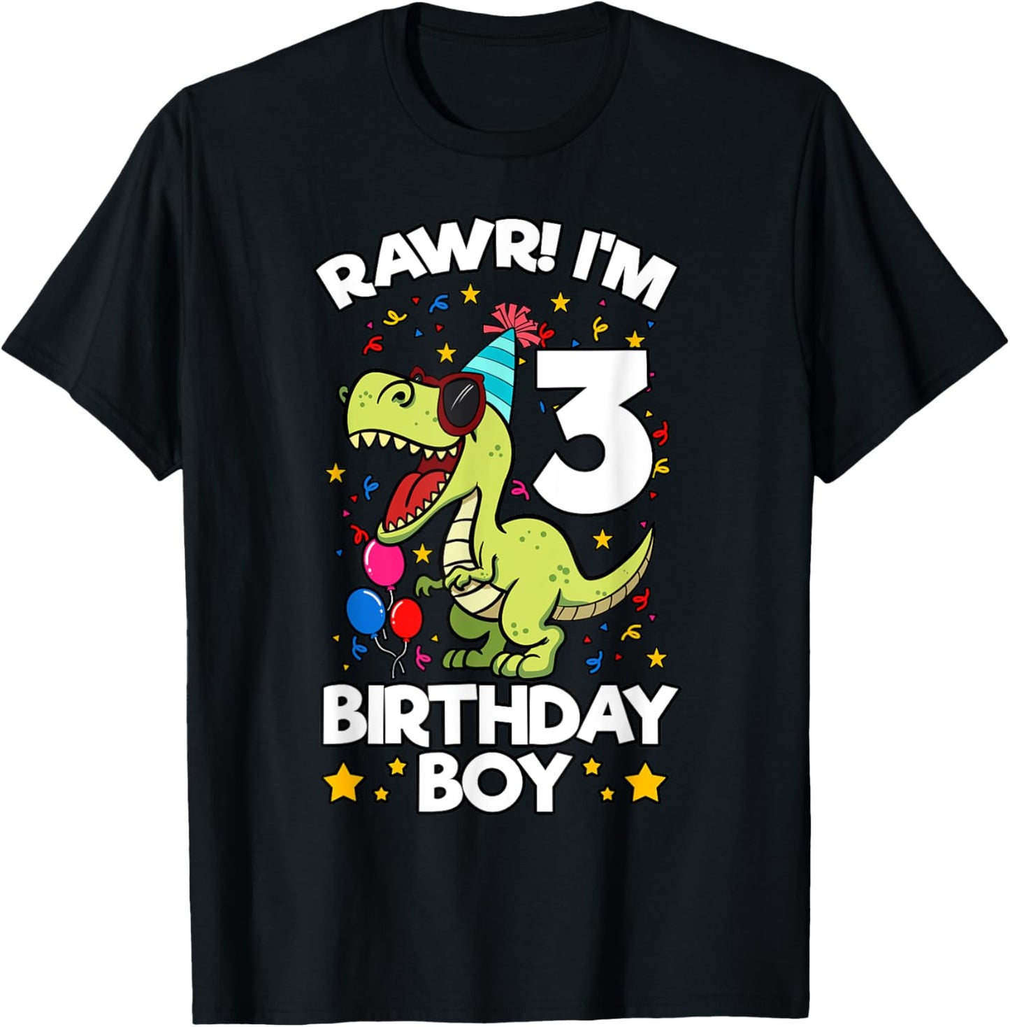 Rawr! I'm 3 Birthday Boy Dinosaur T-rex Themed 3rd Birthday T-Shirt