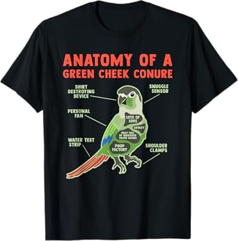 Funny Green Cheek Conure Bird Lover Pineapple Parrot Gifts T-Shirt