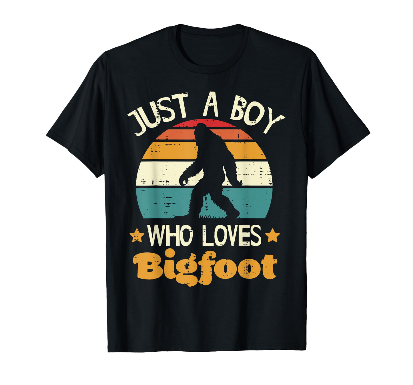 Just Boy Who Loves Bigfoot Retro Sasquatch Boys Kids Men T-Shirt
