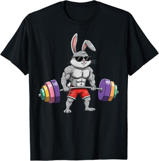 Easter Day Workout Deadlift Bunny Easter Gym Men Women T-Shirt