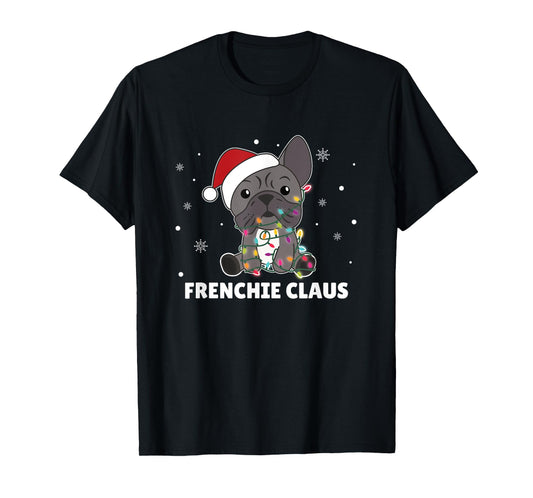 French Bulldog Christmas Santa Clauses pun Frenchie claus T-Shirt