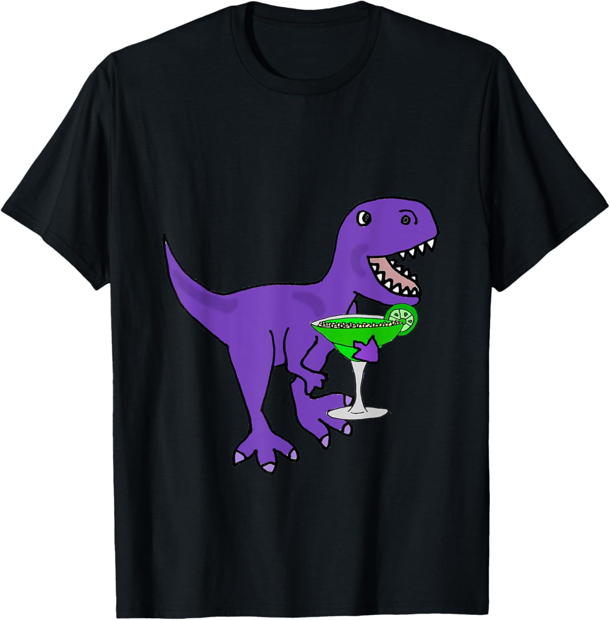 Smilealottees Cute T-rex Dinosaur Drinking Margarita T-shirt T-Shirt
