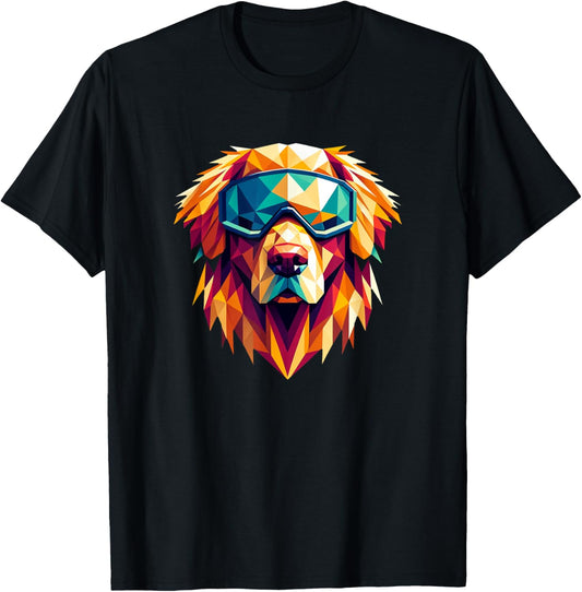 Golden Retriever Dog Wearing Ski Snowboard Goggles Geometric T-Shirt