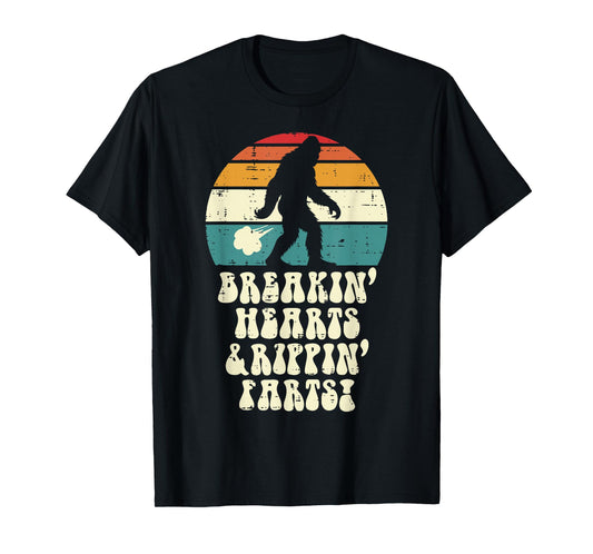 Bigfoot Breakin Hearts Rippin Farts Sasquatch Men Women Kids T-Shirt