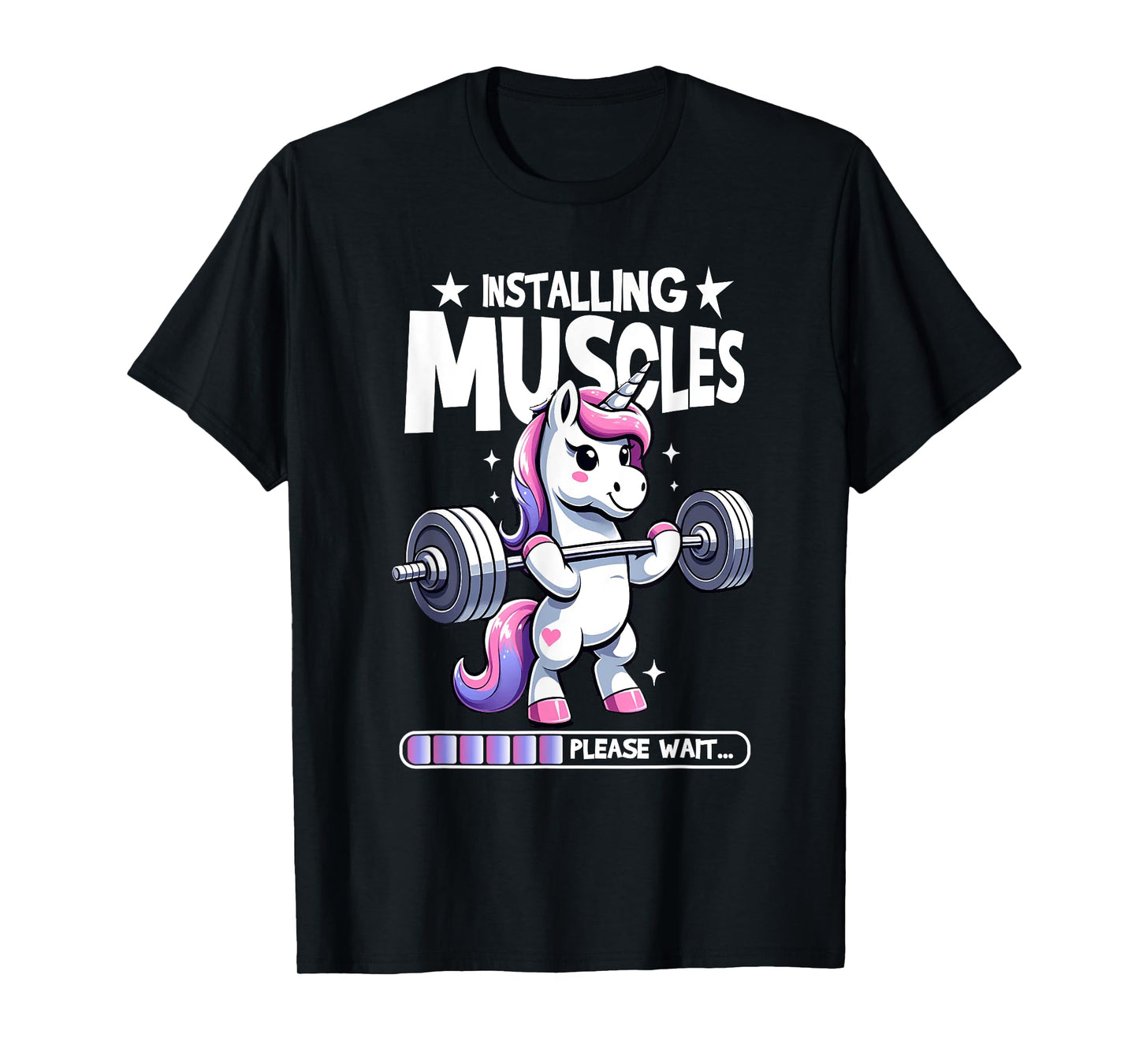 Installing Muscles Please Wait Bodybuilding Unicorn Weightlifting Fitness Gym Workout T-Shirt