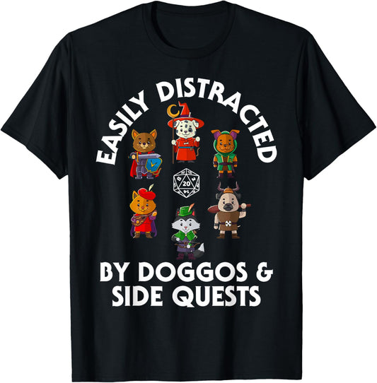 RPG Gamer Doggos Side Quests Dogs Nerdy Dog Men Women Kids T-Shirt