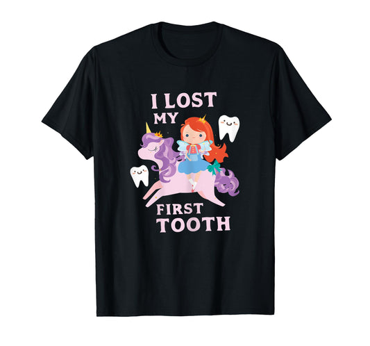 I Lost My First Tooth Shirt Baby Teeth Out Fairy Unicorn T-Shirt